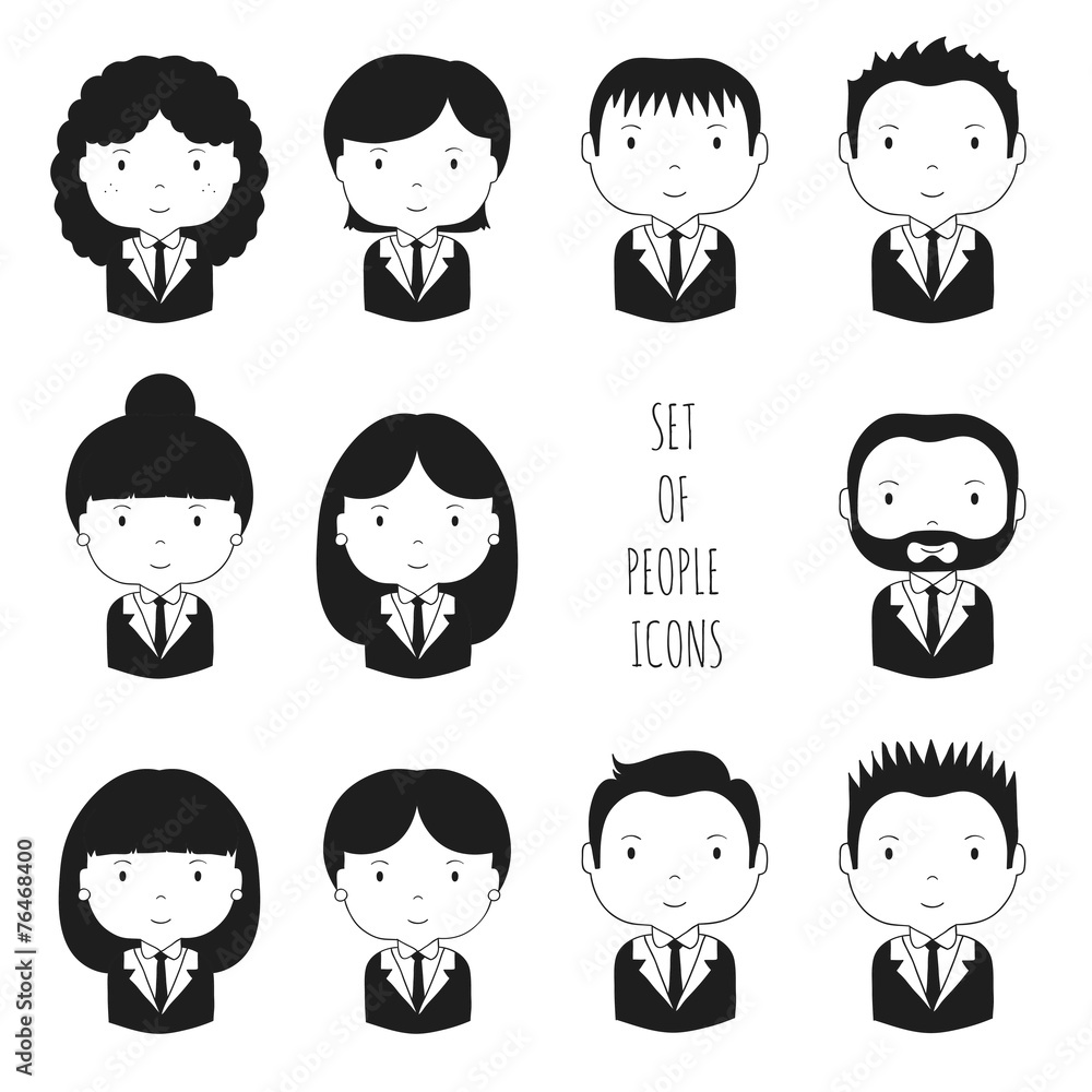 Set of monochrome silhouette office people icons. Businessman Set of monochrome silhouette office people icons. Businessman