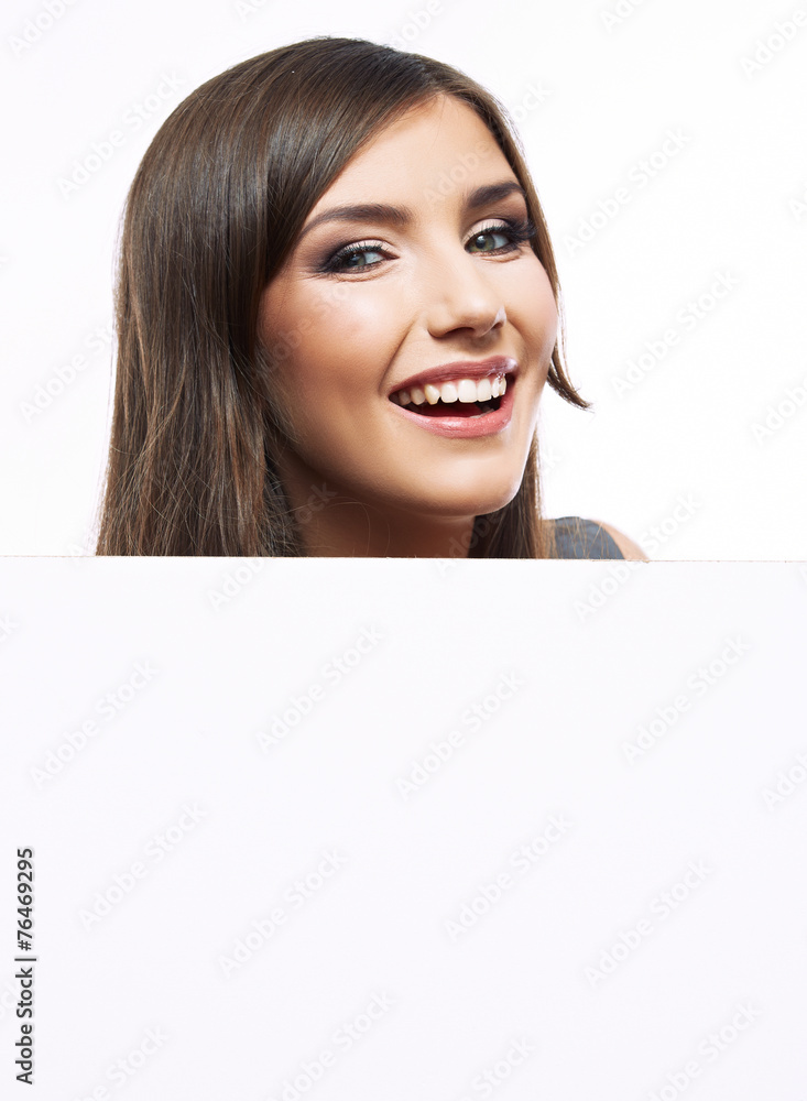 Close up business woman portrait. White background female portr Close up business woman portrait. White background female portr
