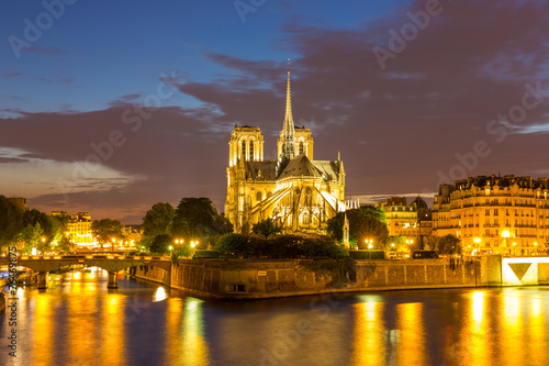 Notre Dame Cathedral Paris dusk