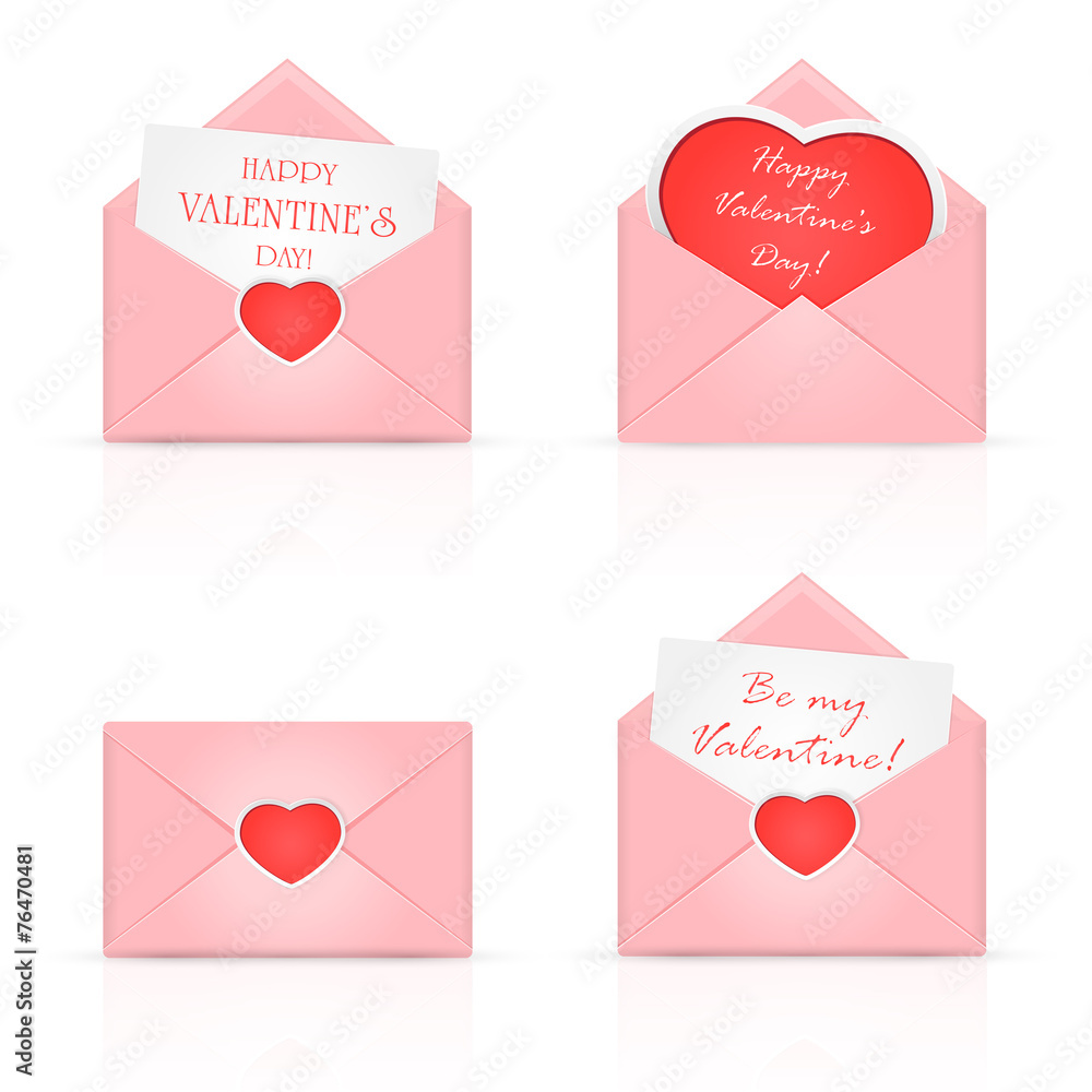 Pink envelopes with heart Pink envelopes with heart