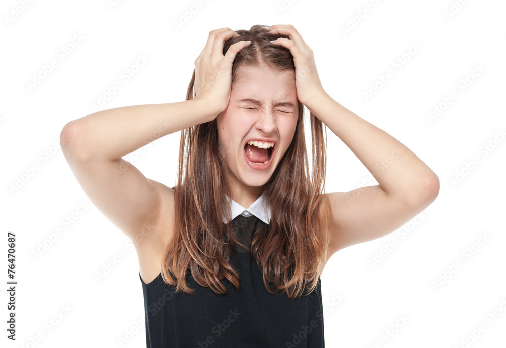 Young beautiful teenage girl screaming isolated Young beautiful teenage girl screaming isolated