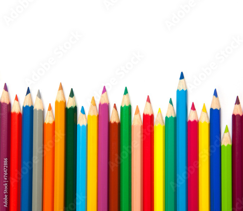 multicolored pencils isolated on white background