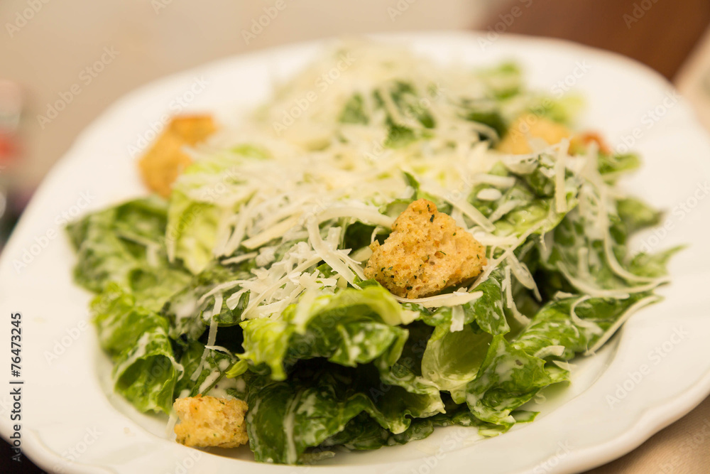 Croutons on Traditional Caesar Salad Croutons on Traditional Caesar Salad