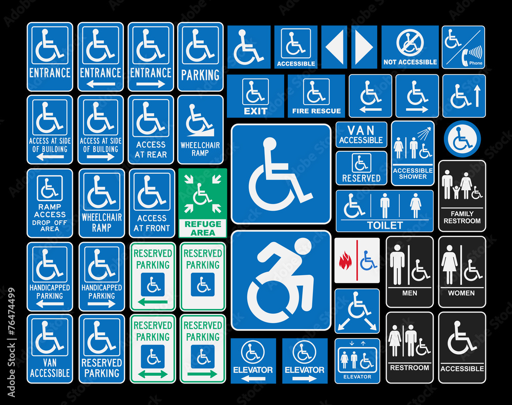 Handicap signs - obrazy, fototapety, plakaty 