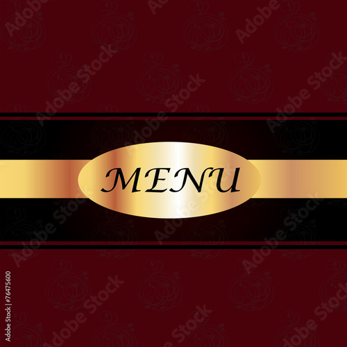 Maroon & Black Menu Cover with a Gold Plate