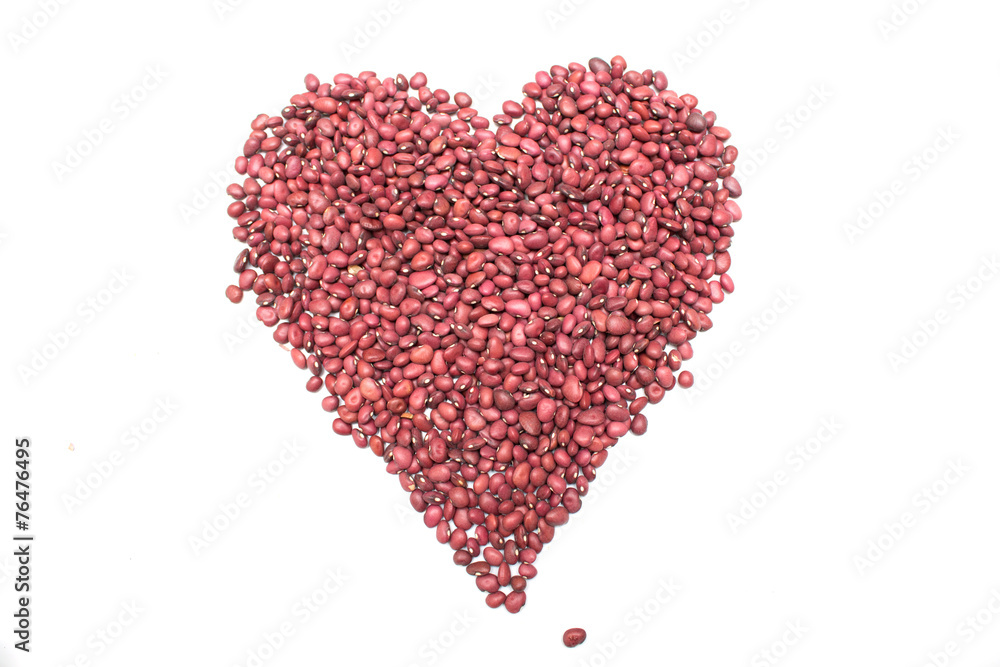 Heart of red beans on a white background. Photo. Heart of red beans on a white background. Photo.