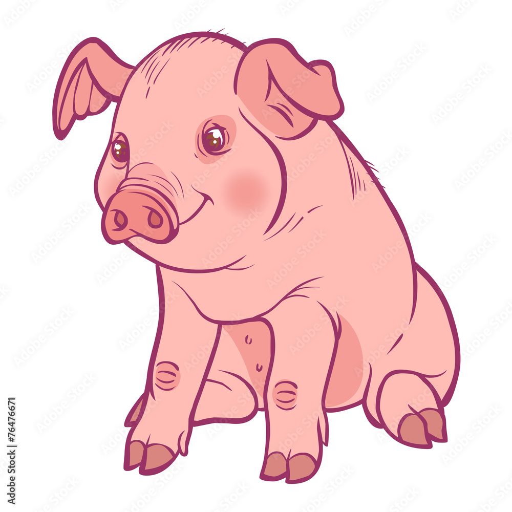 Funny vector cartoon piglet Funny vector cartoon piglet