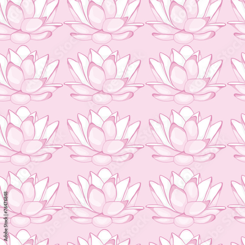 Seamless pink background with white lotus