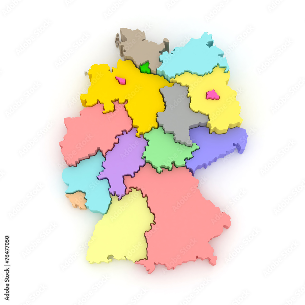 Three-dimensional map of Germany. Three-dimensional map of Germany.