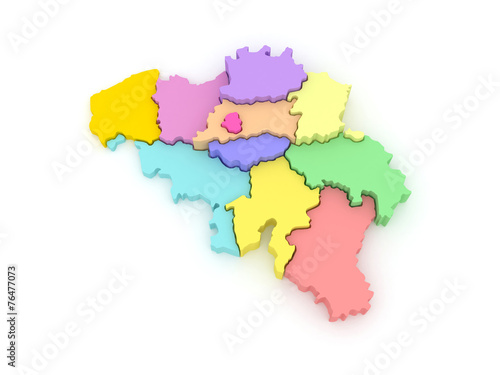 Three-dimensional map of Belgium.