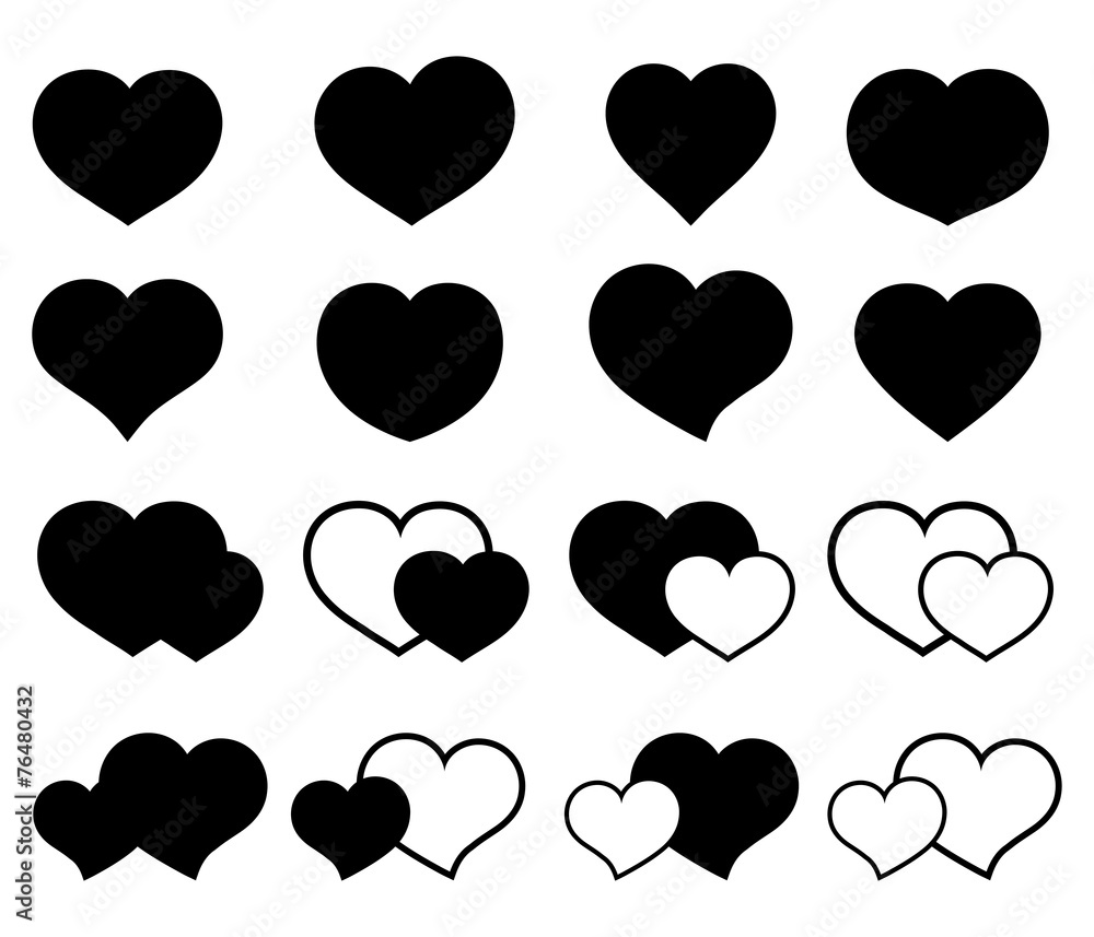Collection of icons with hearts