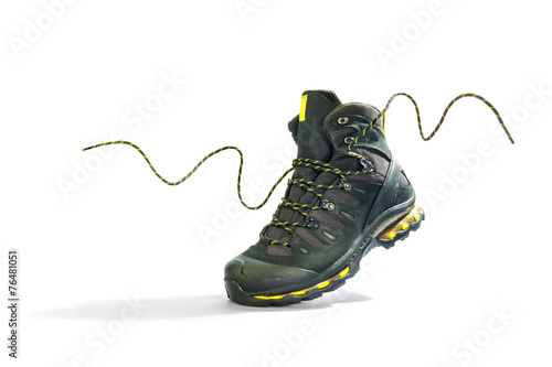 Climbing shoes with laces on a white background