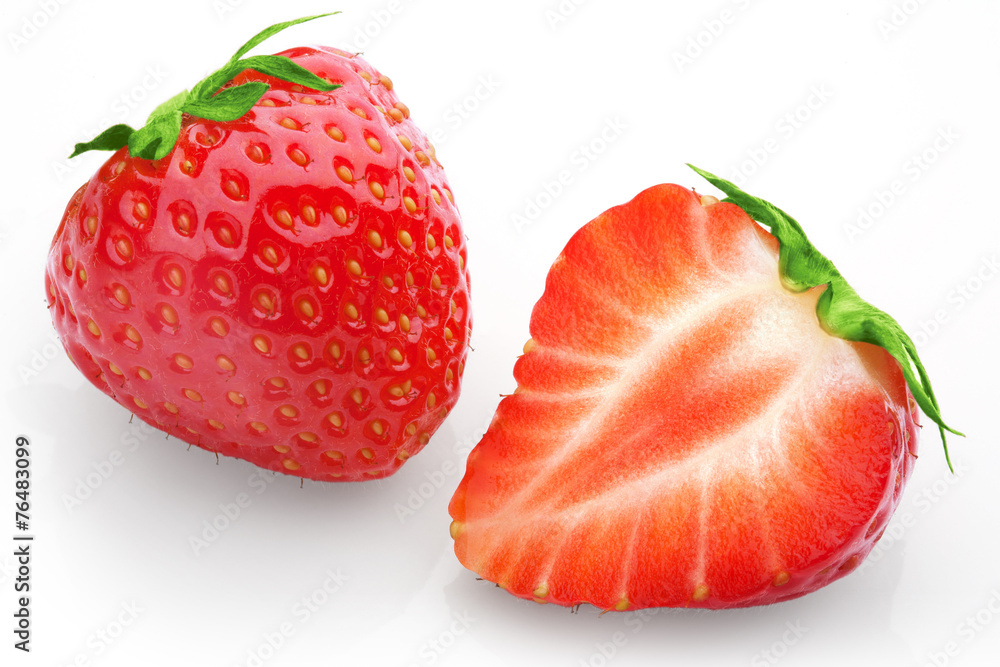 Cut strawberries with isolated background Cut strawberries with isolated background