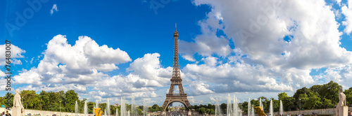 Panoramic view of Eiffel Tower in Paris #76483007