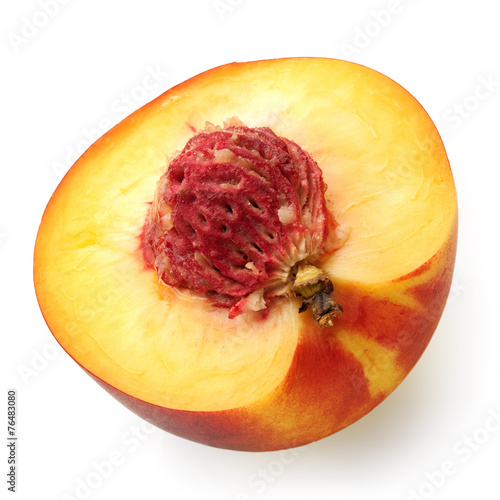 Cut peach macro photo