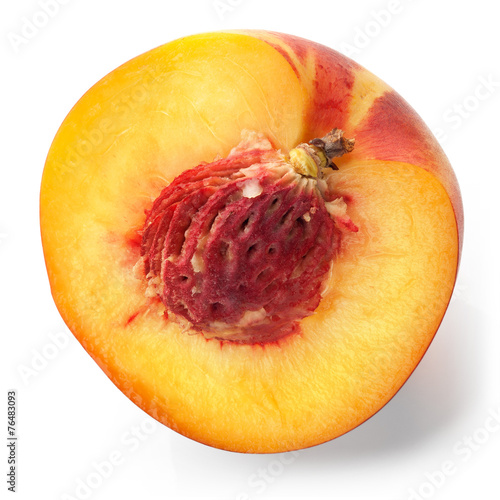 Cut peach macro photo