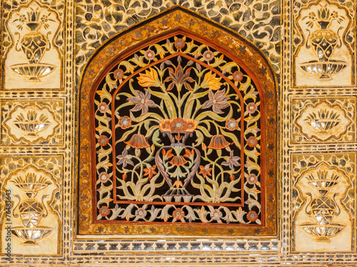 Colorful Floral Marble Window at Amer Palace