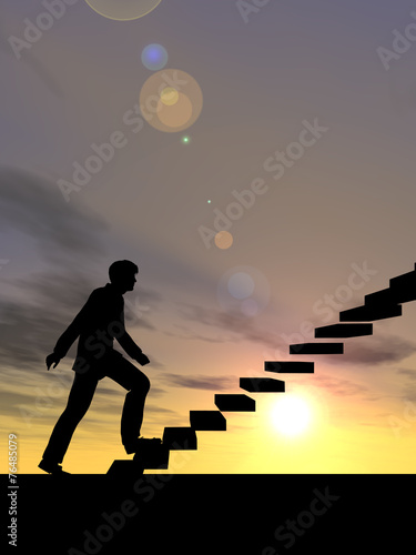 Conceptual business man climbing a stair