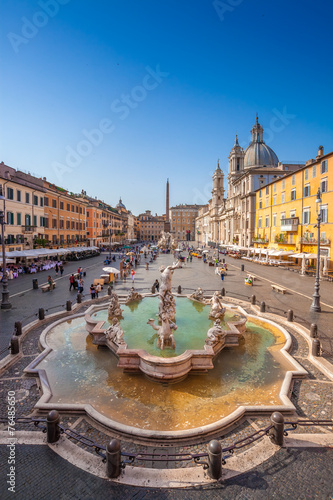 Neptune fountain from above in Navona square, Rome, Italy