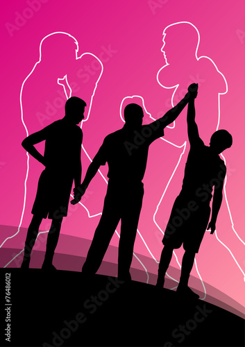 Boxing active young men box sport silhouettes abstract backgroun