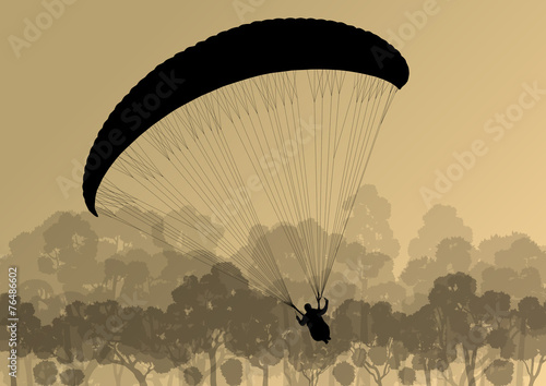 Paragliding active sport background landscape concept vector