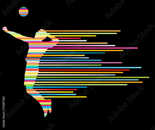 Volleyball player vector silhouette background concept
