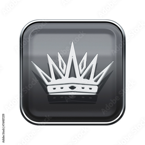 Crown icon glossy grey, isolated on white background photo