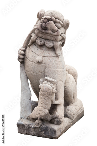 Stone Lion sculpture, symbol of protection & power