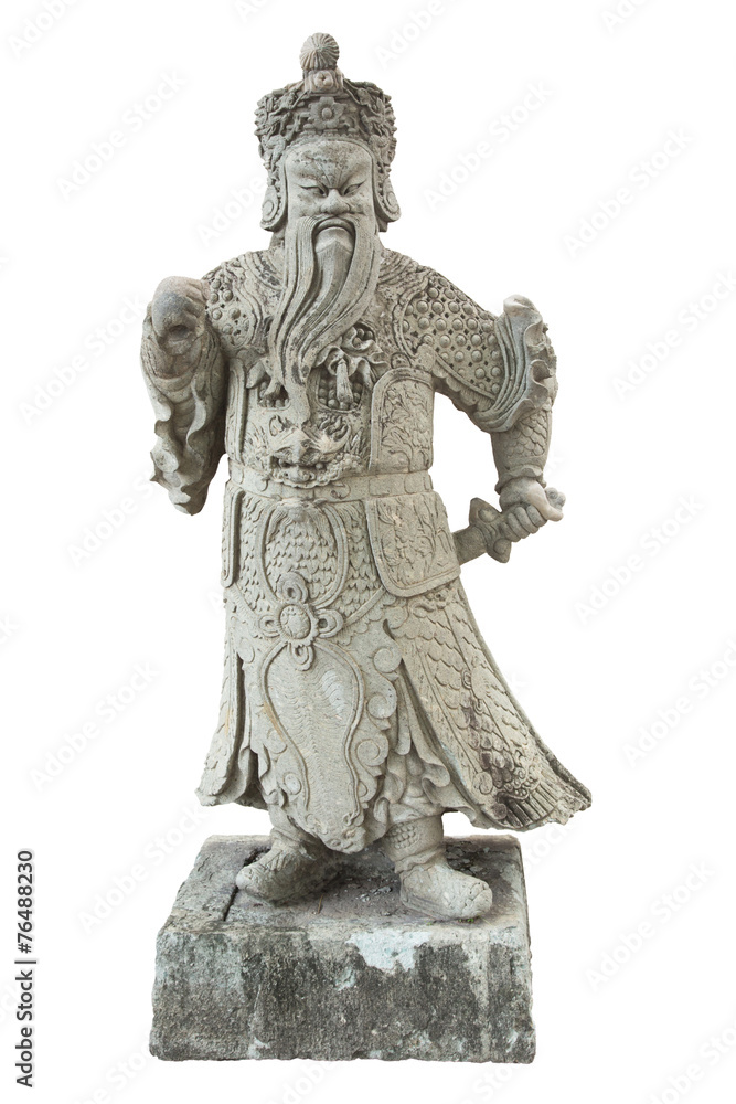 Fototapeta premium Stone Chinese warrior in the Temple