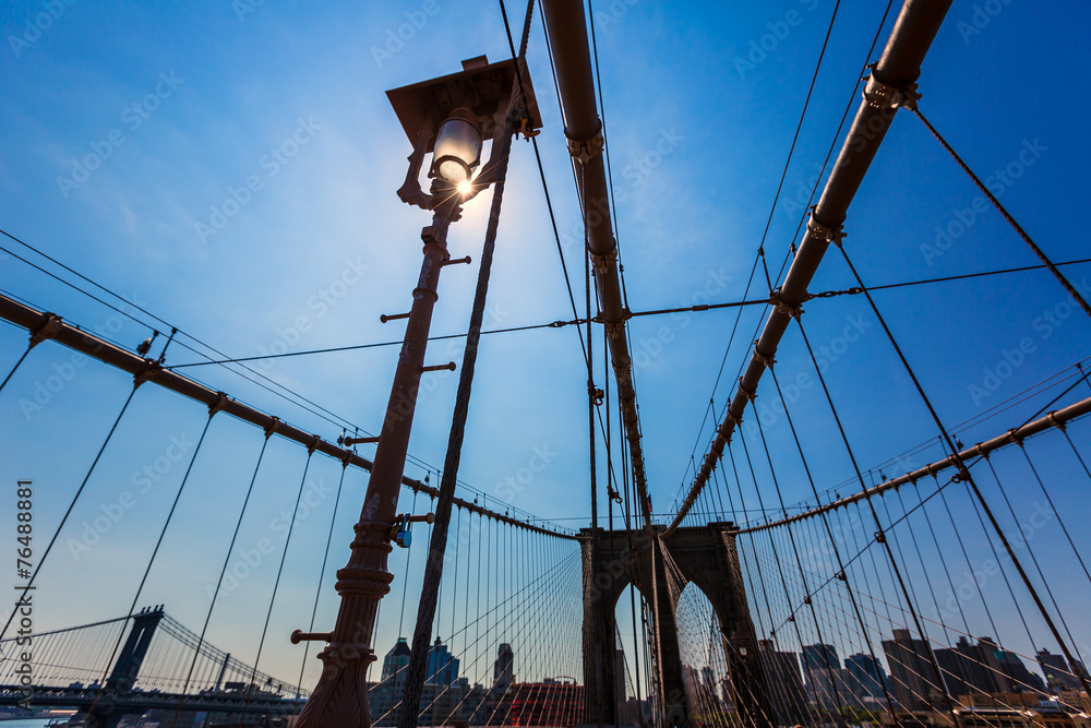 Obraz premium Brooklyn Bridge and Manhattan New York City US