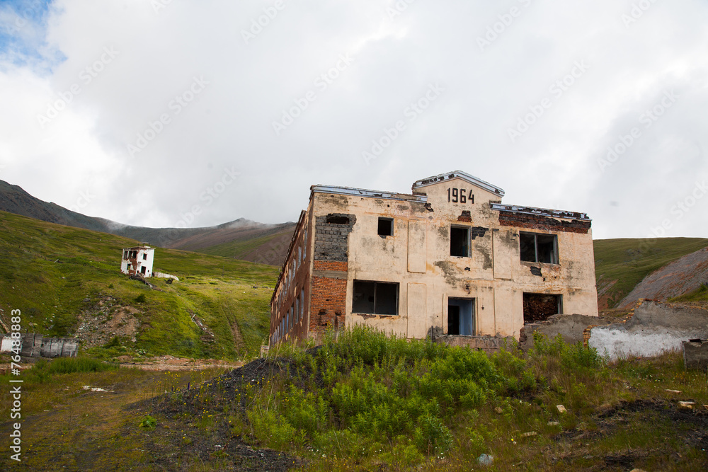 The old mine is destroyed in the Altai Mountains