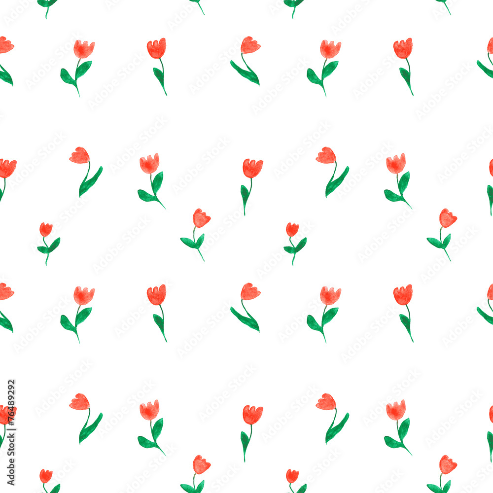 Watercolor doodle tulips seamless pattern Watercolor doodle tulips seamless pattern