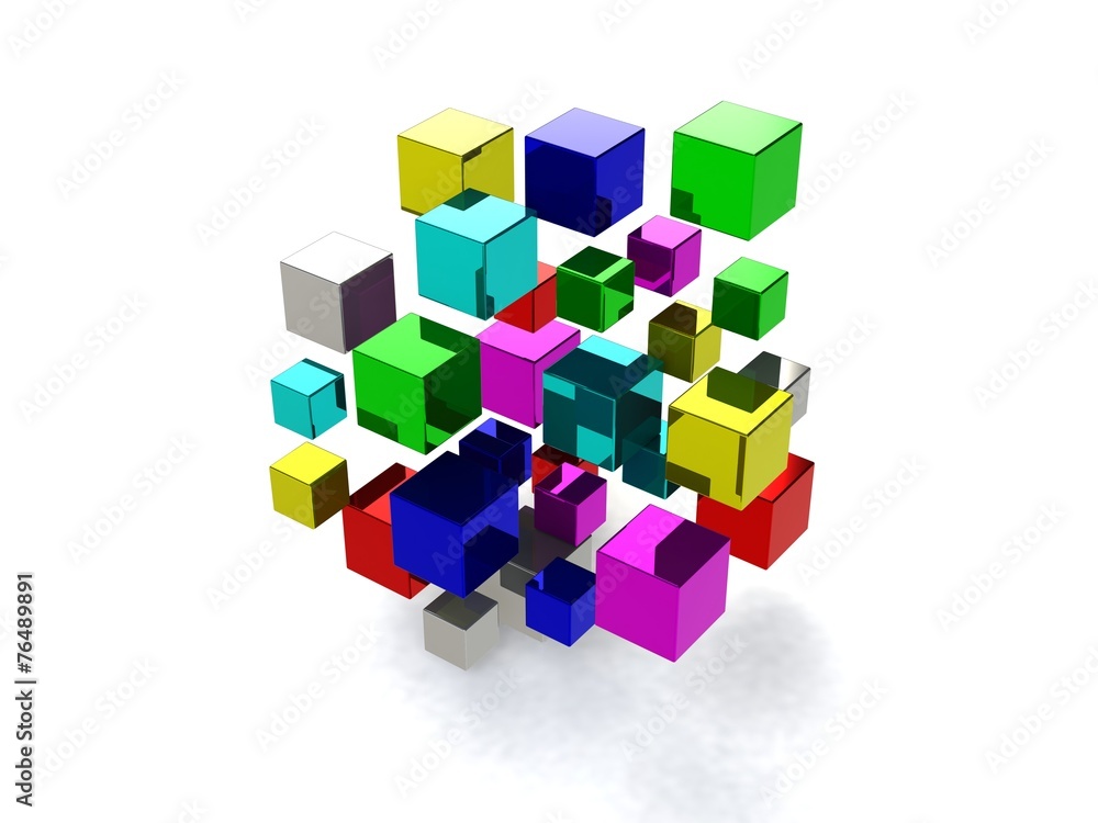 Abstract background with many colored cubes