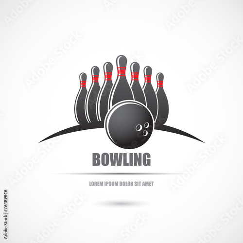 Icon with skittles  and a bowling ball. Vector