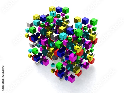 Abstract background with many colored cubes