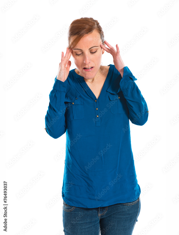 frustrated woman over white background frustrated woman over white background