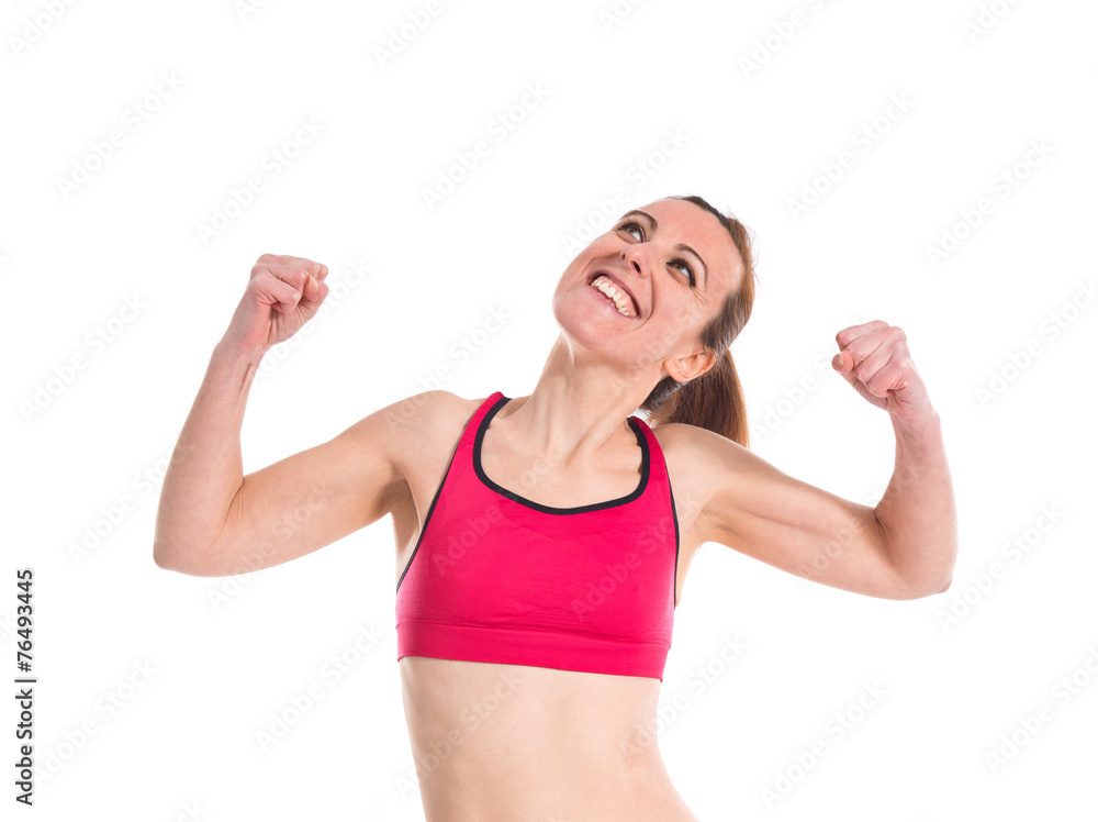 Sport woman doing victory gesture Sport woman doing victory gesture