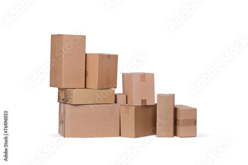 Carton boxes isolated over white background © gena96