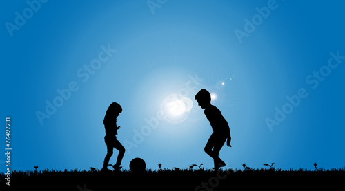 Vector silhouette of a siblings.
