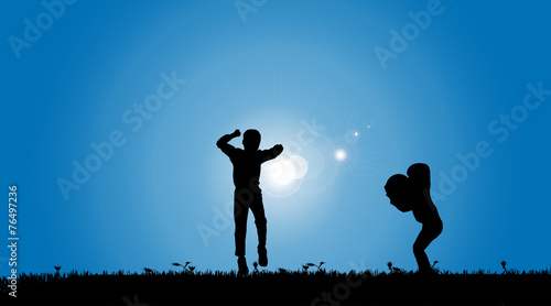 Vector silhouette of a siblings.