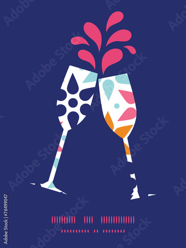 Vector abstract colorful stars toasting wine glasses silhouettes