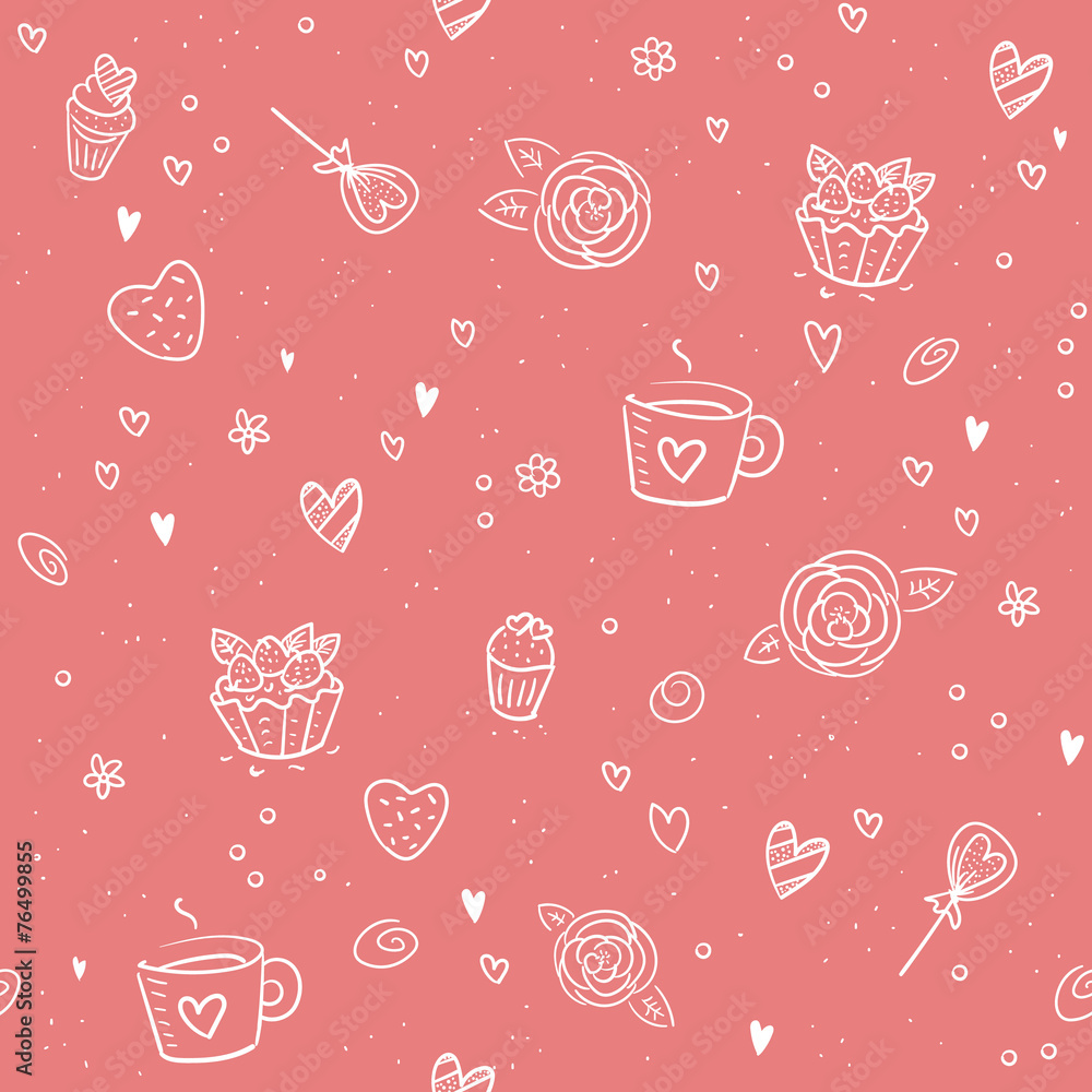 Valentine's Day seamless pattern - pink Valentine's Day seamless pattern - pink