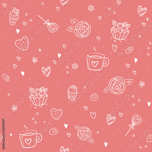 Valentine's Day seamless pattern - pink