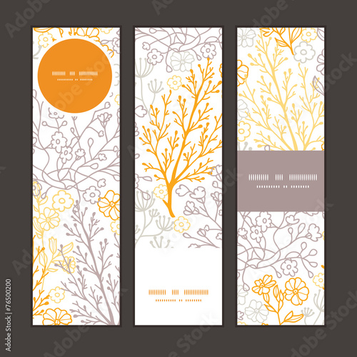 Vector magical floral vertical banners set pattern background