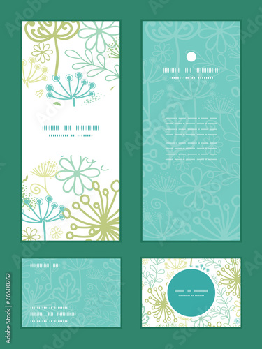 Vector mysterious green garden vertical frame pattern invitation