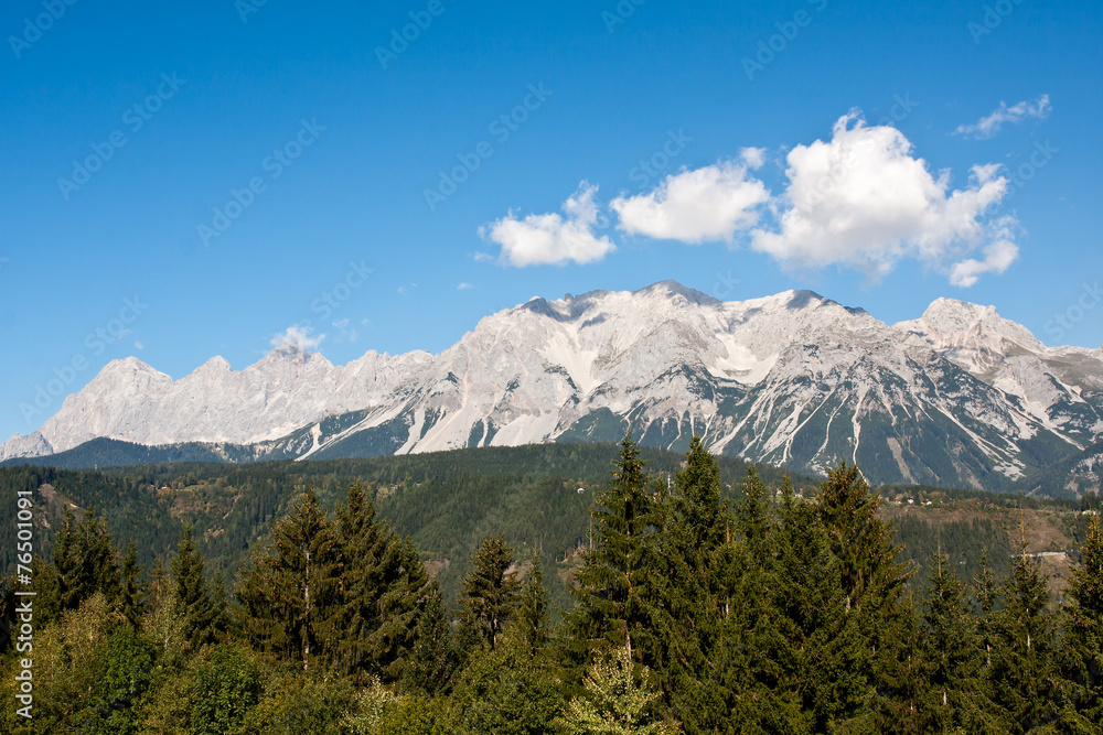 Mountain landscape with blue sky above, Austria