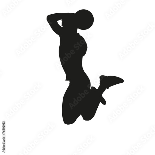 Basketball player dunk, silhouette