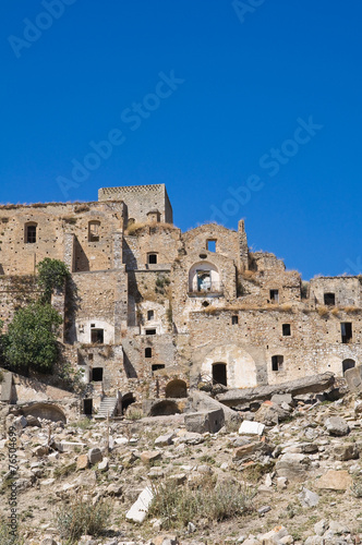 Panoramic view of Craco. Basilicata. Italy.