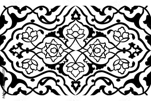 black artistic ottoman pattern series fifty six