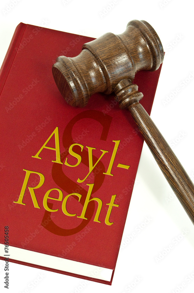 Richterhammer mit Buch und Asylrecht